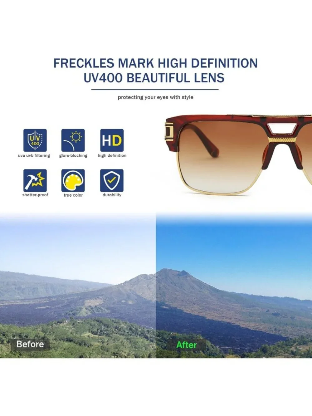 Trendy 70s Retro Square Sunglasses for Men & Women - Gold Metal Sun Glasses